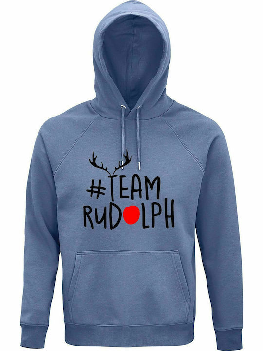 Hoodie Unisex, Organic " Team Rudolf, Christmas "Blue