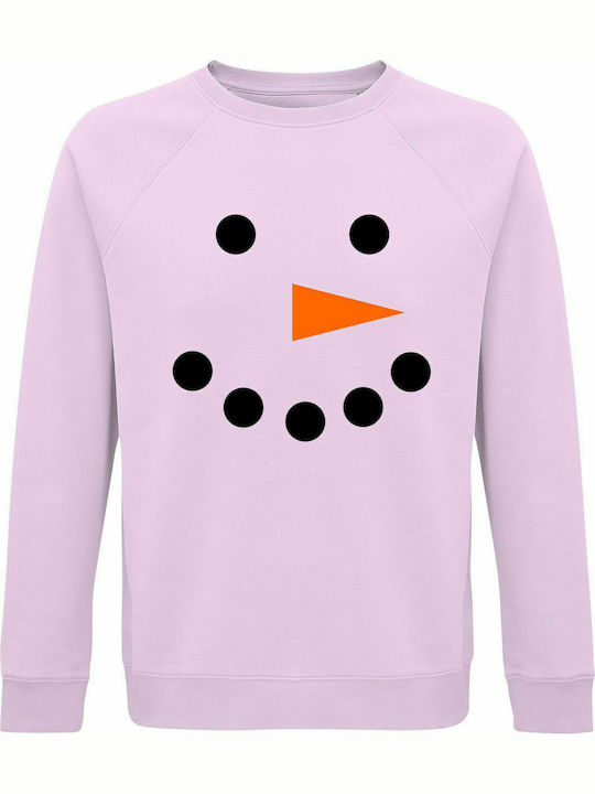 Sweatshirt Unisex, Organic " Snoawman ", Creamy pink