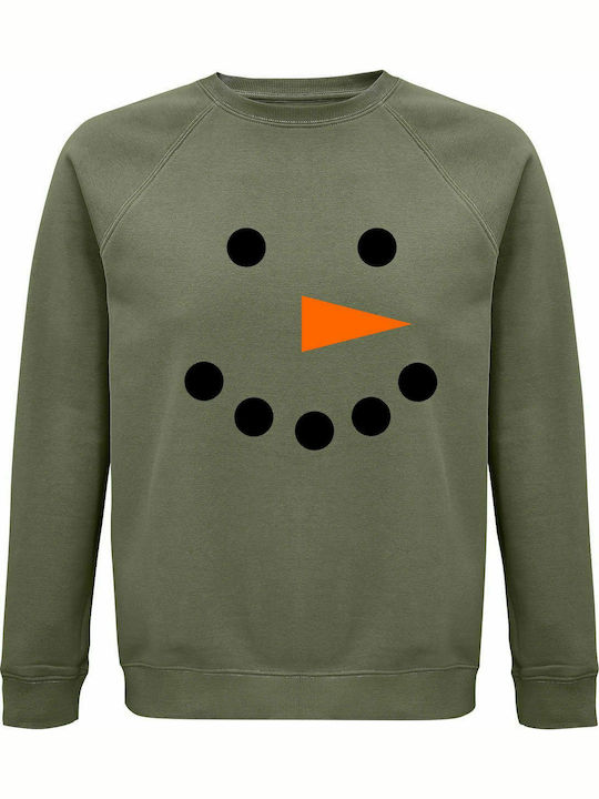 Sweatshirt Unisex, Organic " Snoawman ", Khaki