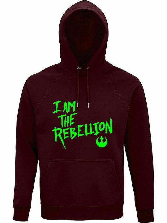 Hoodie Unisex, Organic " I am The Rebellion, Star Wars ", Burgundy