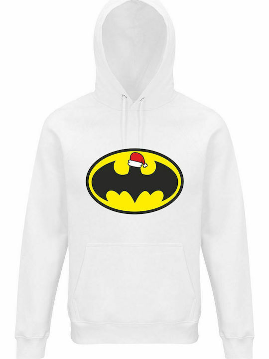 Hoodie Unisex, Organic " Batman loves Christmas ", White