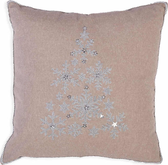 Nef-Nef Homeware Christmas Snow Χριστουγεννιάτικο Διακοσμητικό Μαξιλάρι Τετράγωνο Γκρι 45x45εκ.