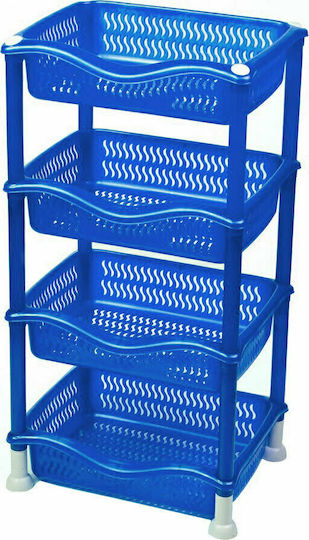 Viosarp Viosarp Kitchen Rack Plastic 4 Tiers Blue 30x20x75cm