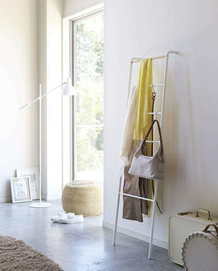 Yamazaki Tower Wall Mounted Metallic White Freestanding Coat Rack