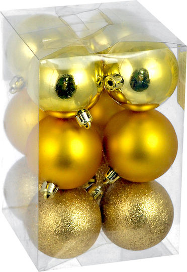 Hängendes Kugel Ornament Ornament Gold 6cm Set 12Stück