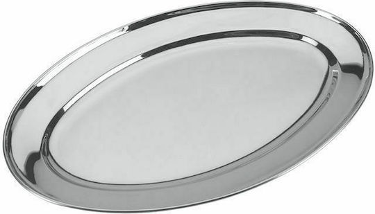 Veltihome Lido Servierplatte Oval Rostfreier Stahl Silber 30cm 1Stück