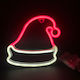 Aca Illuminated Christmas Plastic Figure Hat Red Height 22cm