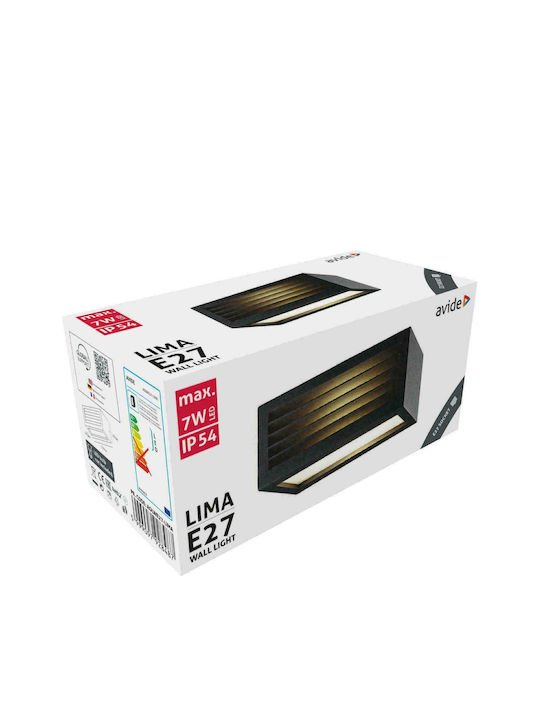 Avide AOLWE27-LIMA Стенен Външен Плафон E27 IP54 50x26.5x24εκ.