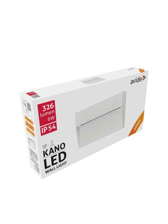 Avide AOLS6WLED-KAL Στεγανή Επιτοίχια Πλαφονιέρα Εξωτερικού Χώρου με Ενσωματωμένο LED σε Λευκό Χρώμα AOLS6WLED-KAL