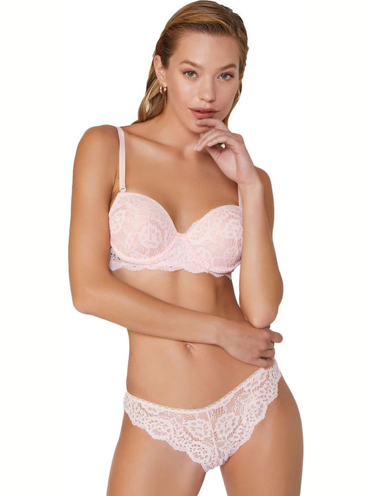 Cansoy Spitzen Unterwäsche-Set für Damen BH mit Brasilien Rosa 124 CA124