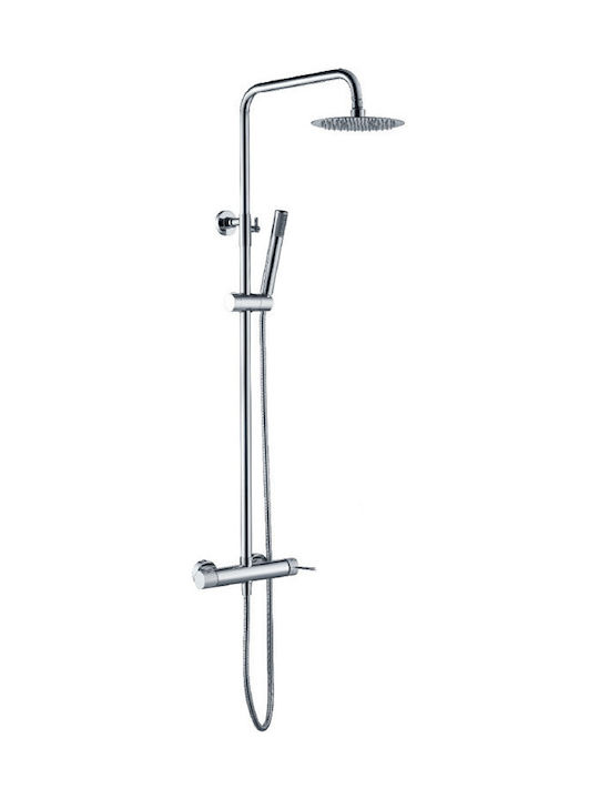 Imex Line Adjustable Shower Column with Mixer 95-132cm Silver