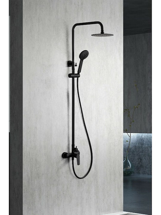 Imex Belgica Adjustable Shower Column with Mixer 95-132cm Black