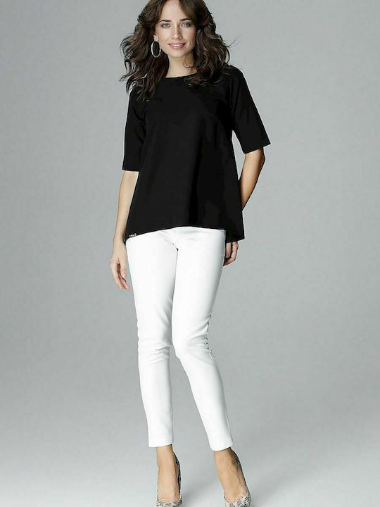 Lenitif L002 Women's Blouse with 3/4 Sleeve Black