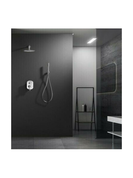 Imex Moscu Built-In Showerhead Set with 2 Exits Inox Silver