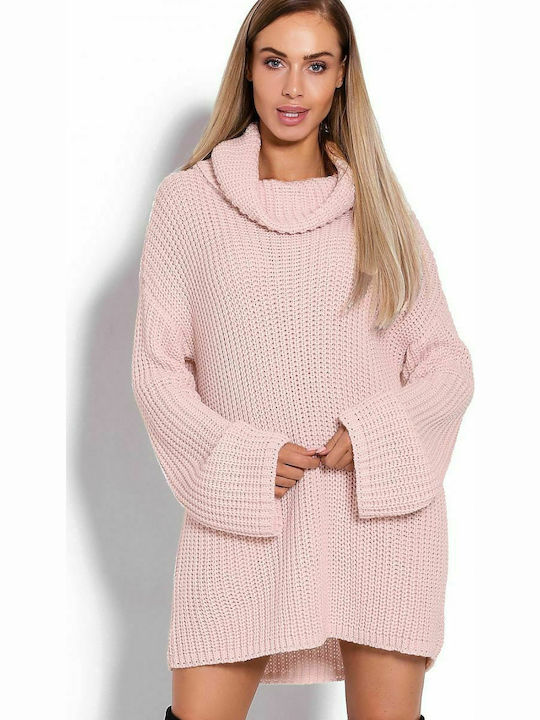 PeeKaBoo 70012 Damen Longshirt Rollkragenpullover Langarm Rosa 122931