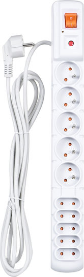 Steckdosenleiste 10 Positionen mit USB-A, Schalter und Kabel 3m Gray