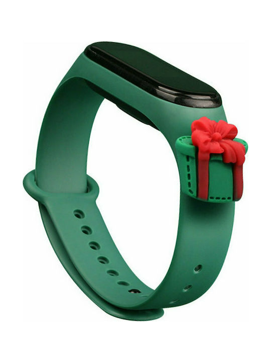 Hurtel Christmas Holidays Λουράκι Σιλικόνης Dark Green Present (Mi Smart Band 5/Mi Smart Band 6)