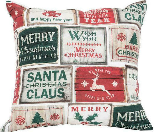 Fylliana Xmas Vintage Χριστουγεννιάτικο Διακοσμητικό Μαξιλάρι Τετράγωνο Πολύχρωμο 40x40εκ.
