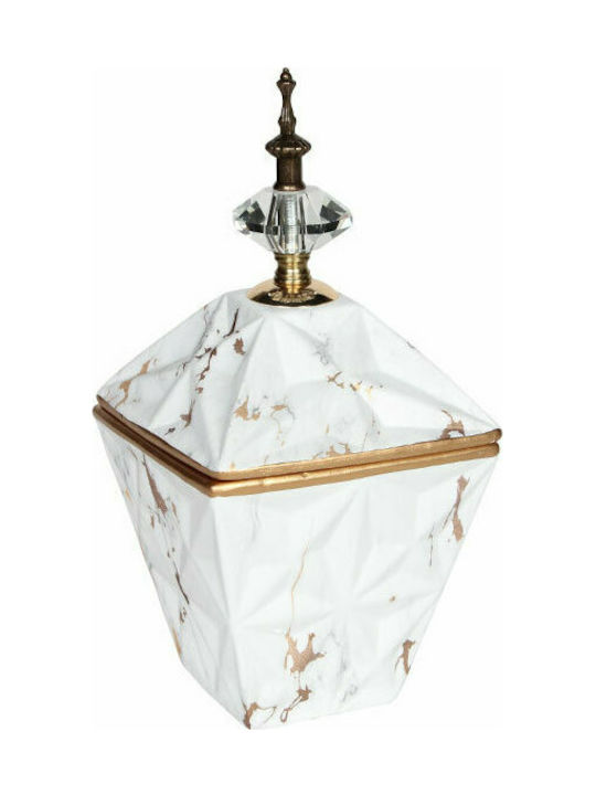 Keskor Vază Decorativă Ceramică White/Gold 14x14x28cm 1buc