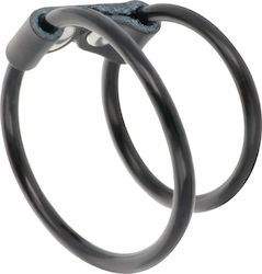 Darkness Leather Double Cock Ring Black