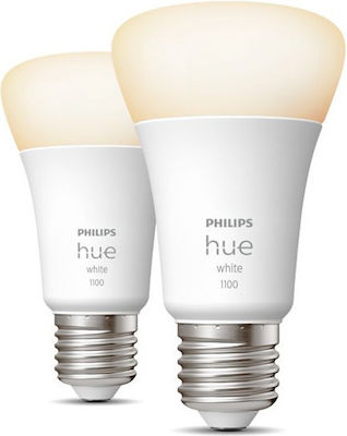 Philips Smart Λάμπες LED 9.5W για Ντουί E27 και Σχήμα A60 Θερμό Λευκό 1055lm Dimmable 2τμχ