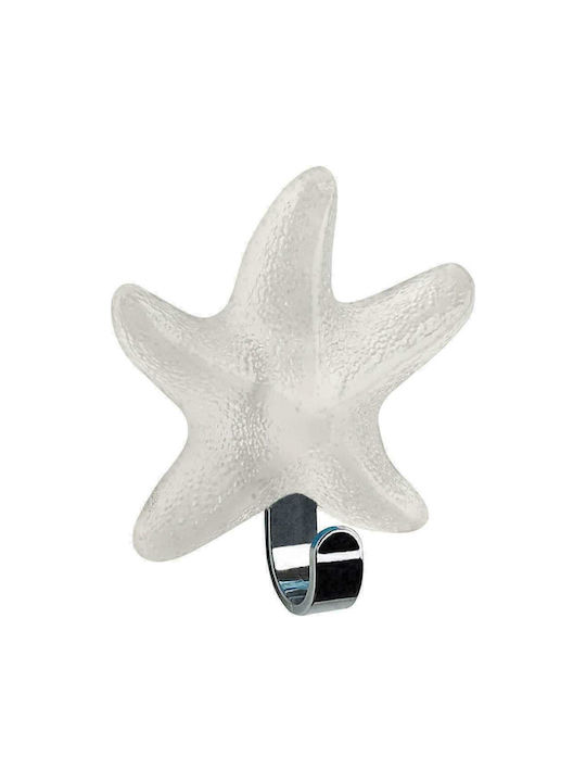 Dimitracas Starfish Άγκιστρο Μπάνιου Μονό με Αυτοκόλλητο ​7.5x8.5cm Λευκό