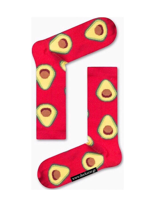 Ekmen Avocado Women's Patterned Socks Red 6745