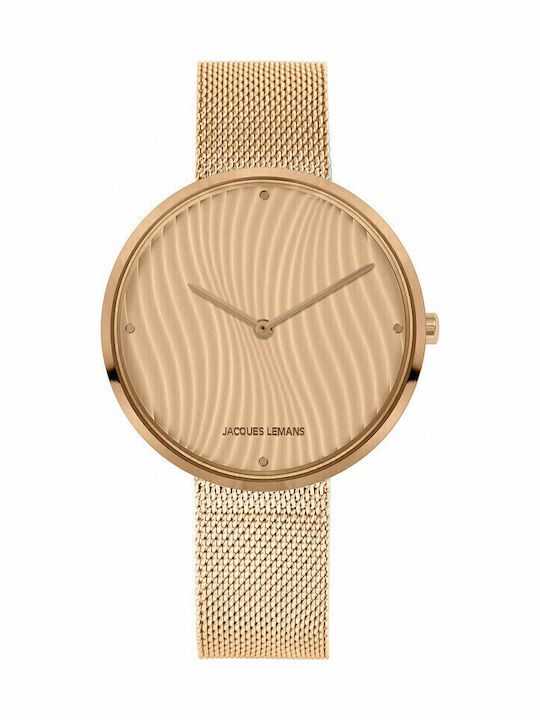 Jacques Lemans Design Collection Γυναικείο Ρολόι 36mm Μπαταρίας με Ροζ Χρυσό Μεταλλικό Μπρασελέ
