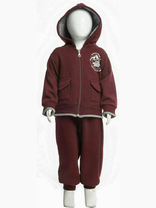 Joyce Kids Sweatpants Set Burgundy 3pcs