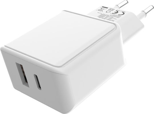GRAB N GO Φορτιστής Χωρίς Καλώδιο με Θύρα USB-A και Θύρα USB-C 20W Λευκός (GNG270)