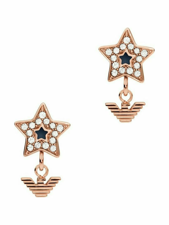 Emporio Armani Sentimental Earrings made of Steel Gold Plated with Stones
