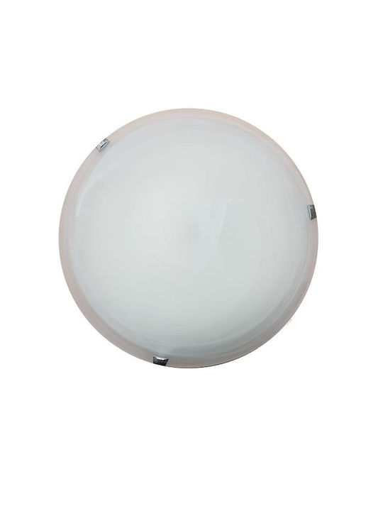 Κλασική Γυάλινη Πλαφονιέρα Οροφής σε Λευκό χρώμα 30cm