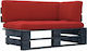 Ecksofa Außenbereich aus Paletten mit Kissen 110x65x55cm