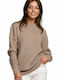 BE Knit BK052 Women's Long Sleeve Sweater Cappuccino