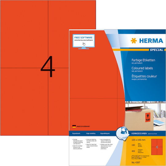 Herma 400 Αυτοκόλλητες Ετικέτες Α4 Ορθογώνιες 105x148mm
