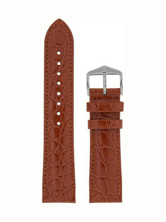 Hirsch Crocograin Medium Lederriemen Tabac Braun 20mm