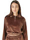 24 Colours A Winter Women's Velvet Blouse Long Sleeve with Zipper Brown