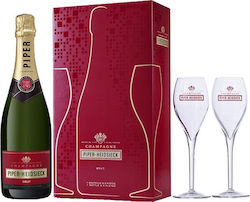 Piper Heidsieck Σύνθεση με Ποτήρια Brut Σαμπάνια 3τμχ 750ml