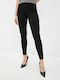 Frauen Lang Leggings Hochgeschnitten Schwarz