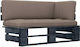 Ecksofa Outdoor from Pallets with Pillows Braun 110x65x55cm