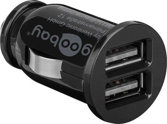 Goobay Φορτιστής Αυτοκινήτου με Θύρες: 2xUSB Μαύρο Χρώμα