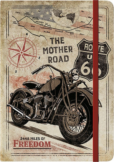 Nostalgic Art Us Highways Route 66 Σημειωματάριο A5 Μπεζ