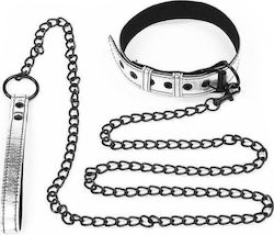 Lovetoy Bondage Fetish Metallic Pup Collar With Leash Ошийник Silver Silver LV761004