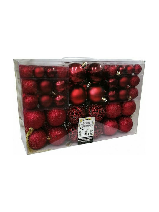 Ornament suspendat Glob Plastic Burgundy Set 10...