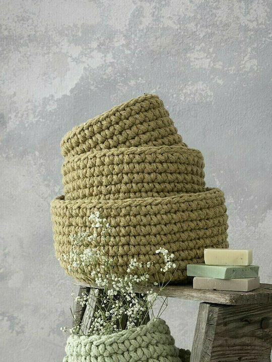 Fabric Decorative Basket Panier Mustard Beige 28x28x15cm Nima