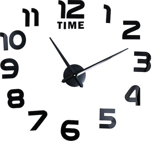 3D 3D Wall Clock Sticker Plastic Black Ø120cm