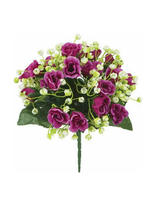 Marhome Bouquet of Artificial Flowers Rose Purple 20cm 1pcs