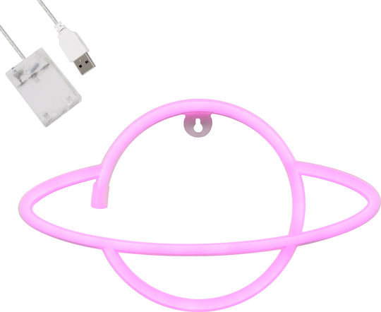 GloboStar Planet Saturn Декоративна Лампа Фигура Розов