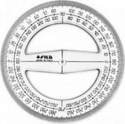 Protractor Plastic Transparent 10cm with Handle Fila 360o