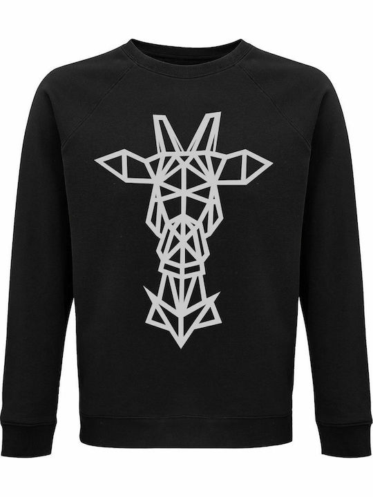 Sweatshirt Unisex, Organic " Reindeer Origami ", Black